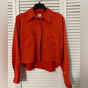 A New Day- Long Sleeve Button-Down Cropped Shirt